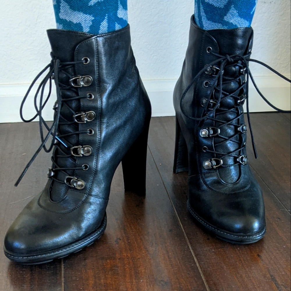 Stuart Weitzman lace up booties